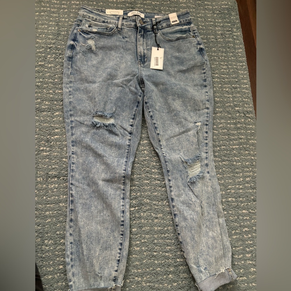 Judy Blue destroyed hem skinny jeans